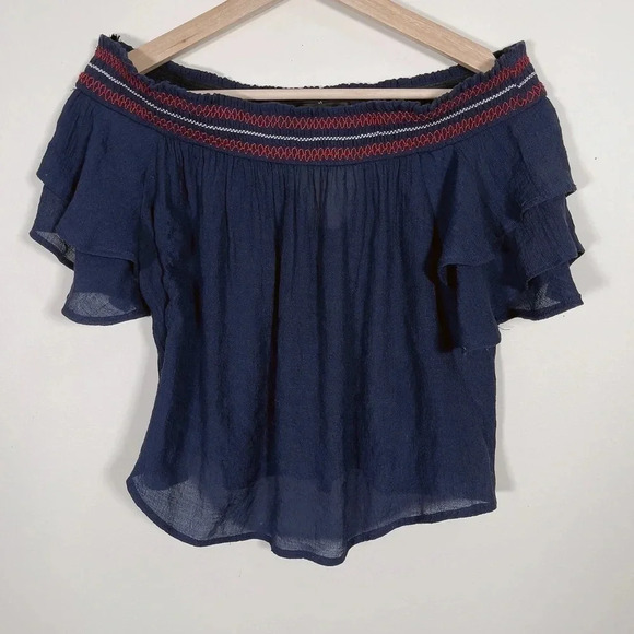 Lulu's Cold  Shoulder Navy Top - Picture 1 of 6